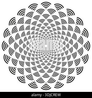Circular Wi Fi pattern. Signal fractal ornament. Network connection Vector. Wireless technology design. Stock Vector