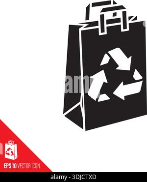 Paperbag with recycling symbol vector icon for Paperbag Day on July 12 Stock Vector