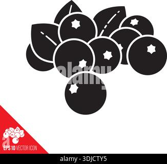 Blueberries heap vector glyph icon for Blueberry Day on July 8 Stock Vector