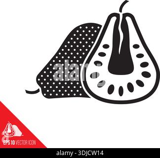 Whole and half jackfruit vector glyph icon Stock Vector