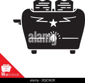 Retro toaster vector icon for National Toast Day on February 29 Stock Vector