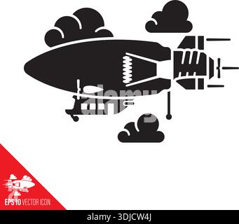 Lightbulb as a blimp airship vector glypoh icon for Innovation Day on February 16 Stock Vector