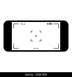 Smartphone viewfinder screen. Camera recording interface. Focus display vector. Minimal video frame. Stock Vector