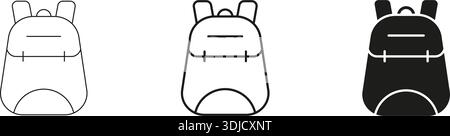 Backpack Line And Solid Icon Set. Travel, School, And Outdoor Gear Outline And Silhouette Symbol Collection. Versatile Bag Design For Various Stock Vector