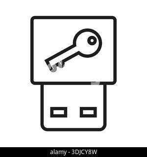 Secure data storage. Flash drive Vector. Key password symbol. Encryption protection icon. Stock Vector