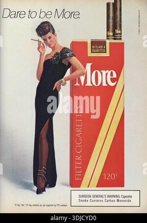1986 More 120 Cigarettes ad featuring Joan Severance Stock Photo