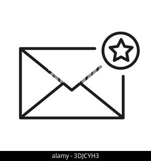Email notification icon. Important message symbol. Star mark Vector element. Favorite mail notice. Stock Vector