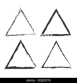 Triangle rough icon. Grunge ink frame. Vector paint shape. Geometric art border. Stock Vector