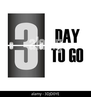 Mechanical three 3. Chronometer flip calendars. Scoreboard timers Vector. Promotional days go. Professional illustrations. Stock Vector