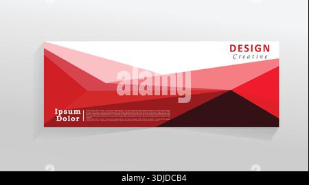 Abstract red vector banner template for social media and web, horizontal banner for cover, promotion banner template for digital product, Stock Vector