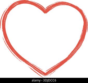 Hand drawn chalk red textured heart icon. Valentines day, wedding love symbol with grunge brush stroke and vintage sketch details. Crayon, pastel, cha Stock Vector