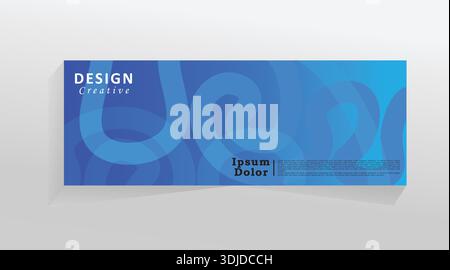 Horizontal banner for cover, promotion banner tempalate for digital product and services, abstract blue line colour web banner. Stock Vector