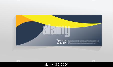 Simple vector banner web template, business design template for social media, cover header, yellow colour banner template with black background. Stock Vector