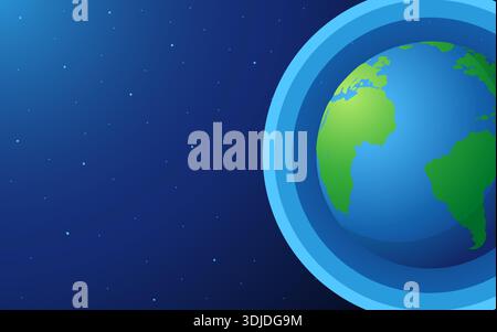 World ozone day, Earth ozone layer, climate change prevention, atmospheric shield, global warming protection, blue planet, atmosphere protection conce Stock Vector