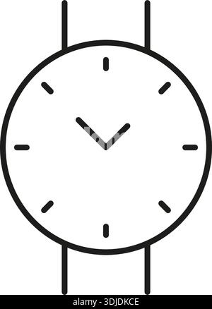 Watch Face Line Icon. Timekeeping, Precision, And Fashion Accessory Outline Symbol. Minimalist Design For Horology Enthusiasts. Editable Stroke Stock Vector