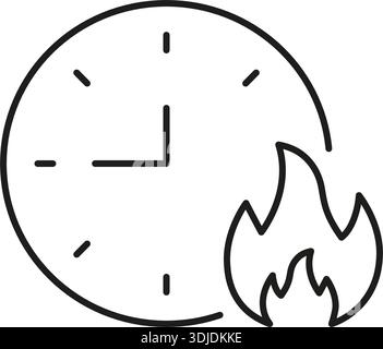 Clock With Fire Solid Icon. Urgency, Deadline, And Time Management Silhouette Symbol. Burning Time Concept. Editable Stroke. Isolated Vector Stock Vector
