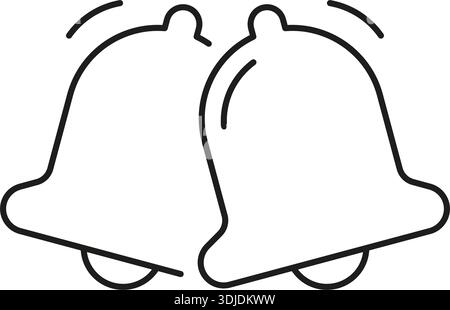 Two Bells Ringing Line Icon. Notification Alert And Reminder Symbol. Communication And Attention-Grabbing Outline. Editable Stroke. Isolated Vector Stock Vector
