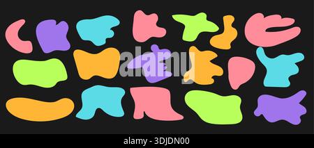 Organic freeform vector shapes set. Irregular amoeba and bubble forms. Perfect for fluid design patterns, doodles, stickers, or abstract illustrations Stock Vector