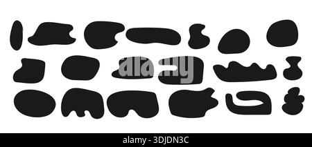 Abstract black oval freeform blob and bubble shapes. Organic irregular forms in vector illustration. Ideal for doodles, stickers, backgrounds, masks, Stock Vector