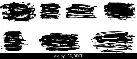 Abstract grunge text box texture with rough brush effects. Black emphasis background graphic spots. Ink splatters, distressed elements ideal for callo Stock Vector