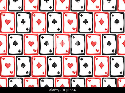 Seamless stylized background with playing cards. Stock Vector