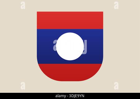Laos flag designed in a modern shield shape icon, a national symbol isolated on a background for design.. Stock Vector