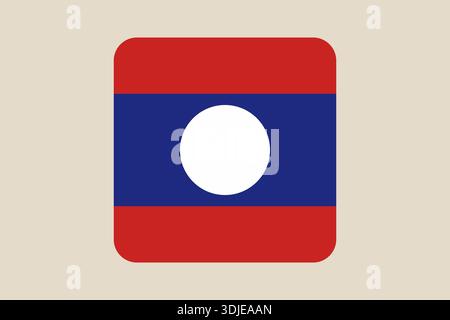 Laotian Flag vector icon designed as a modern square web button, a patriotic national symbol of Laos.. Stock Vector