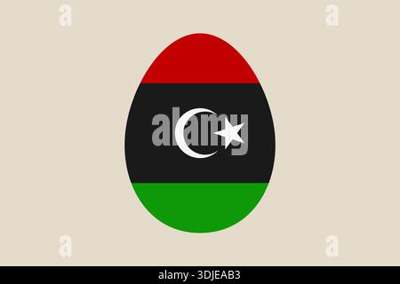 Libyan flag painted on a festive Easter egg vector illustration for a patriotic national holiday celebration.. Stock Vector