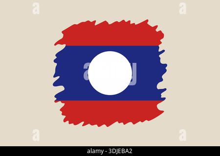 Flag of Laos painted with a rough brush stroke, an artistic grunge style vector illustration isolated on background.. Stock Vector