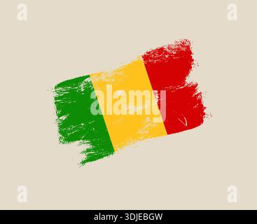 Mali Flag painted with an artistic brush stroke, a grunge vector illustration showcasing national patriotic pride.. Stock Vector