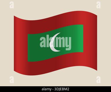Flag of Maldives waving in the wind, a patriotic vector illustration and national symbol on an isolated background.. Stock Vector
