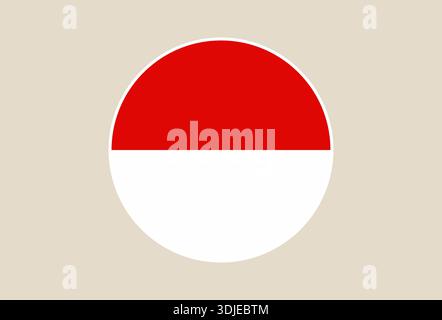 Indonesian Flag Vector Icon in a Simple Circle Shape for National Representation on a Modern Background.. Stock Vector