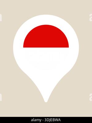 Indonesia map pin with national flag marking a geographic location or travel destination vector icon.. Stock Vector