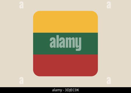 Lithuanian National Flag designed as a modern rounded square vector icon for apps and web user interfaces.. Stock Vector