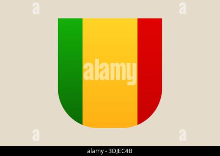 Mali Flag in a Shield Emblem representing the nation's identity as a flat vector icon with patriotic symbolism.. Stock Vector