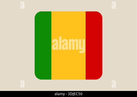 Mali flag vector icon designed as a modern rounded square button, a national symbol for web and app interfaces.. Stock Vector