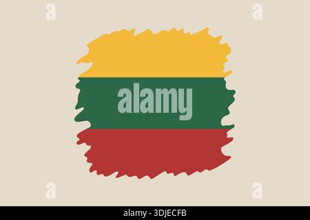 Flag of Lithuania painted with a rough brushstroke effect, a patriotic vector symbol on a background.. Stock Vector