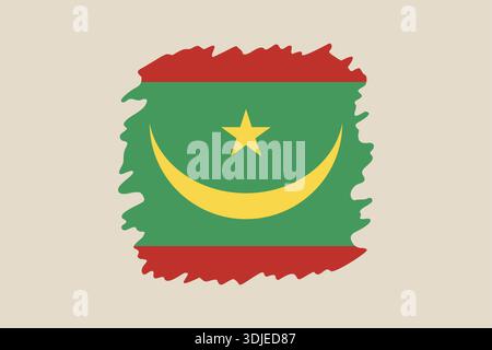 National Flag of Mauritania vector icon designed with an artistic paint brush stroke on an isolated background.. Stock Vector