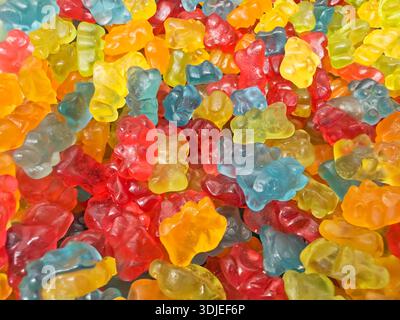 Close-up of assorted many colorful gummy bears Stock Photo