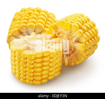 Raw corn or maize cuts isolated on white background. File contains clipping path. Stock Photo