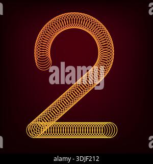 Custom number two created with circles and a yellow and orange gradient on dark background Stock Vector