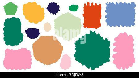 Set of wavy organic shapes. Soft pastel peaks and scalloped cones for playful badges, collage accents and geometric experiments. Irregular blob silhouettes vector illustration. Stock Vector