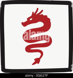 Stylized red serpent icon coiled in an S shape with a simple head silhouette Stock Vector