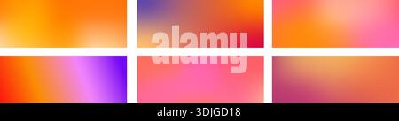 Minimal gradient backgrounds collection. Smooth blurry ombre templates with warm glow and pastel transitions Stock Vector