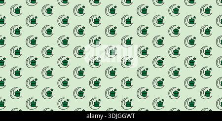 Seamless Crescent Moon and Mosque Icon Islamic Pattern Background Stock Vector