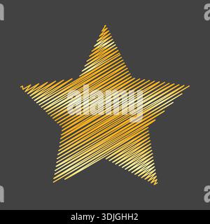 five pointed gold scribbled star vector illustration Stock Vector