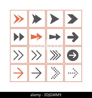 Right Arrow Icons Set Navigation Direction Symbols Vector Stock Vector