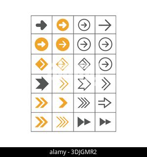 Right Arrow Icons Set for UI Navigation Vector Stock Vector