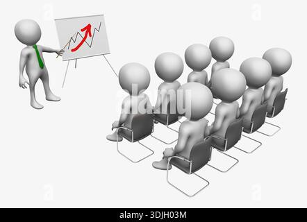 Business presentation with 3D figures isolated on white background Stock Photo