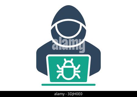 Cyber crime icon. solid icon style. icon related to technology. IT support elements vector illustration Stock Vector